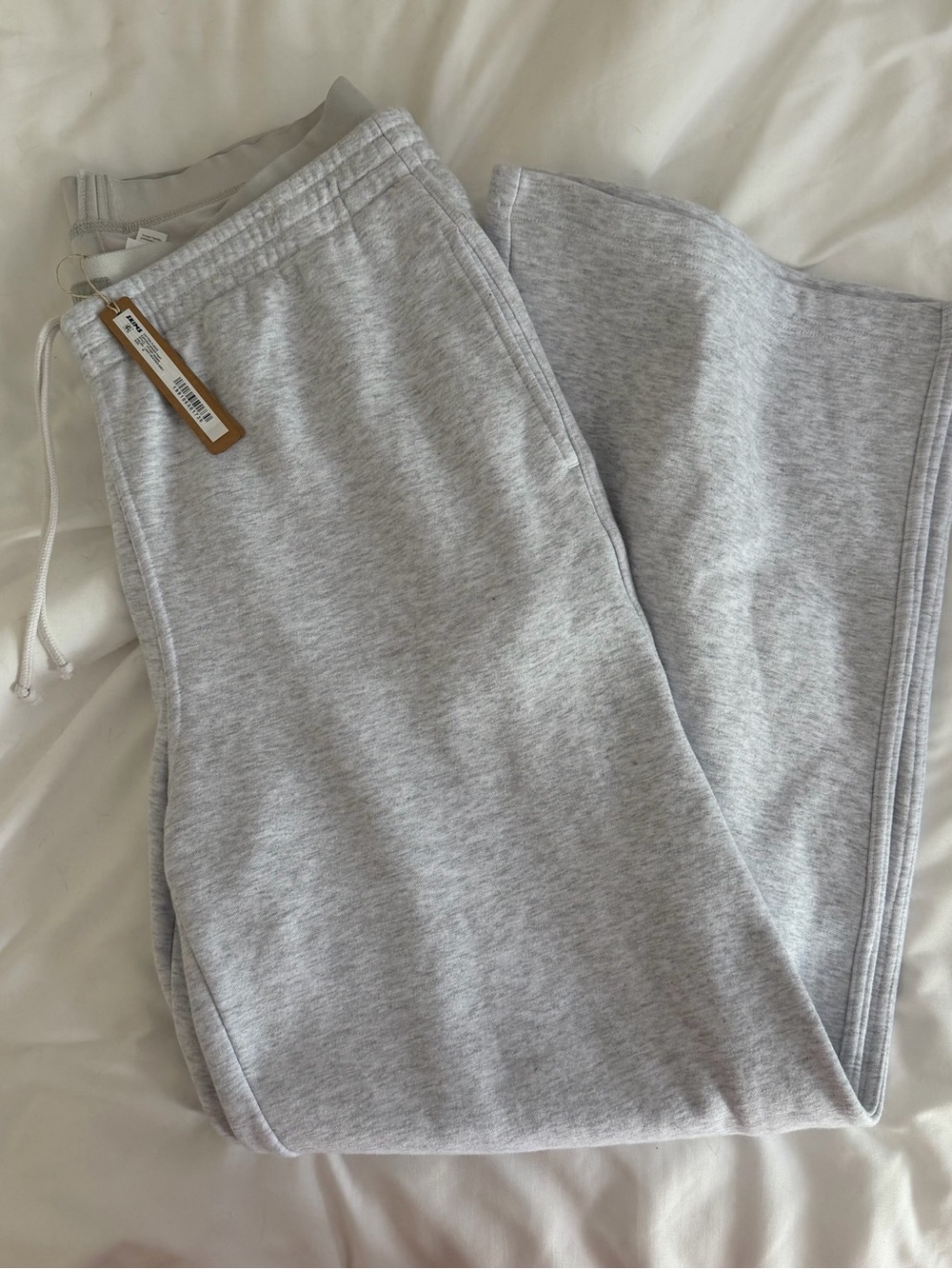 Skims Cotton Fleece Oversized Double Waistband Boxer Exposed Straight Pants NWT